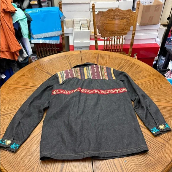 Indigo Women's Embroidered Jacket - Black with Multicolor Accents - Picture 5 of 9